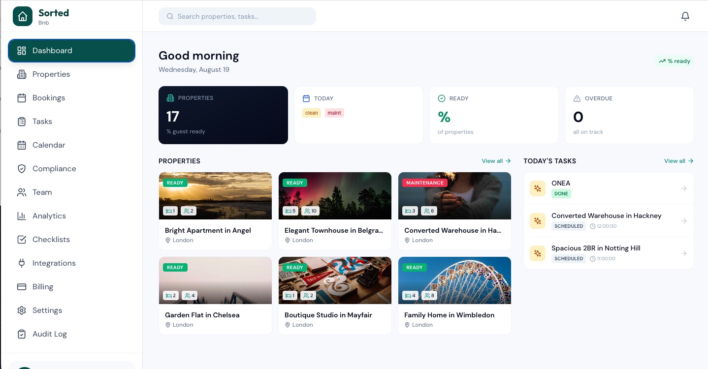 Sorted BNB web dashboard